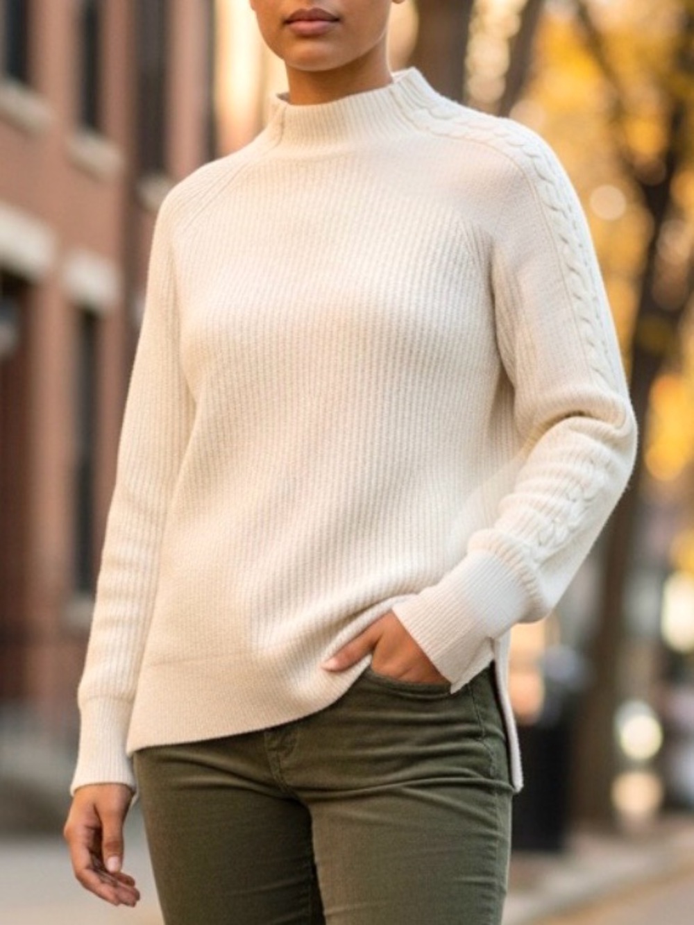 Vineyard Vines Cable Shoulder Mock Neck Sweater